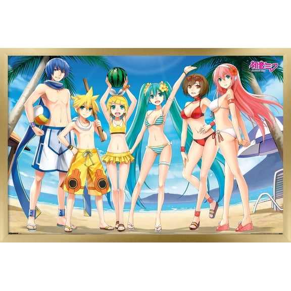Hatsune Miku - Beach Party Wall Poster, 22.375" x 34" Framed