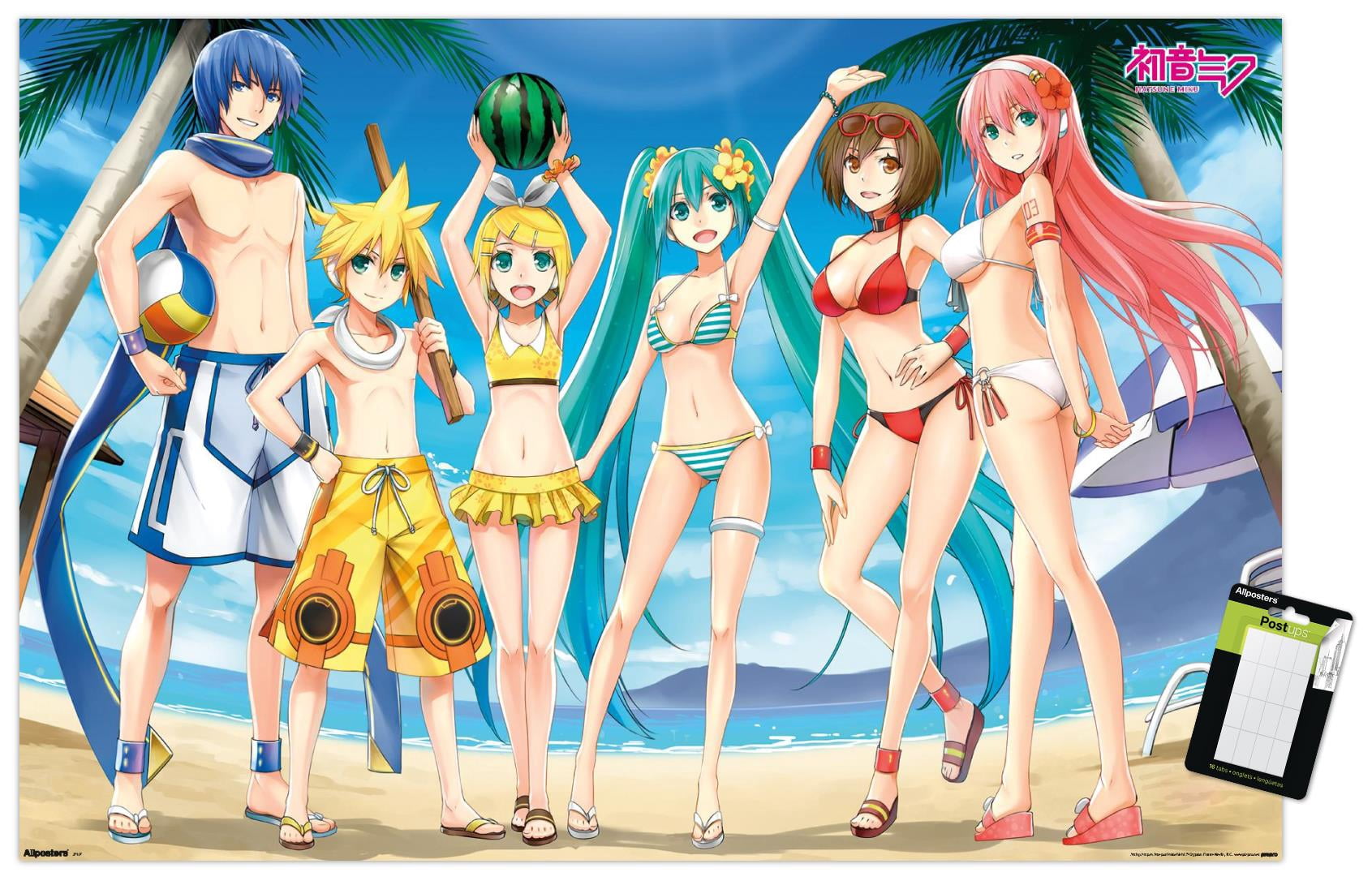 Hatsune Miku - Beach Party Wall Poster with Pushpins, 22.375