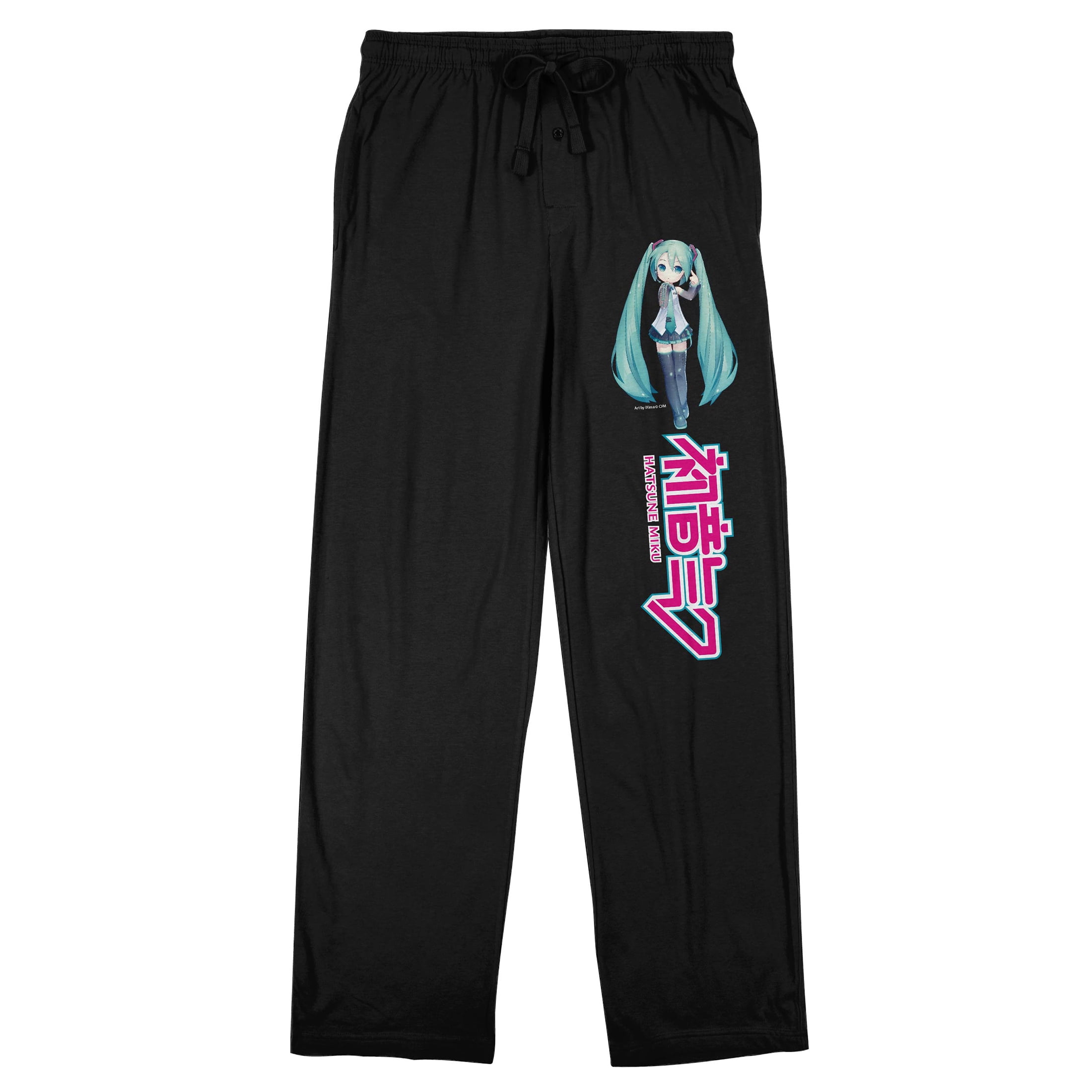 Hatsune Miku Character Men's Black Sleep Pajama Pants-XXL