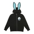 thumbnail image 1 of Hatsune Miku Character & Logon Women's Black Long Sleeve Zip Hooide With Cosplay Bunny Ears-Small, 1 of 7