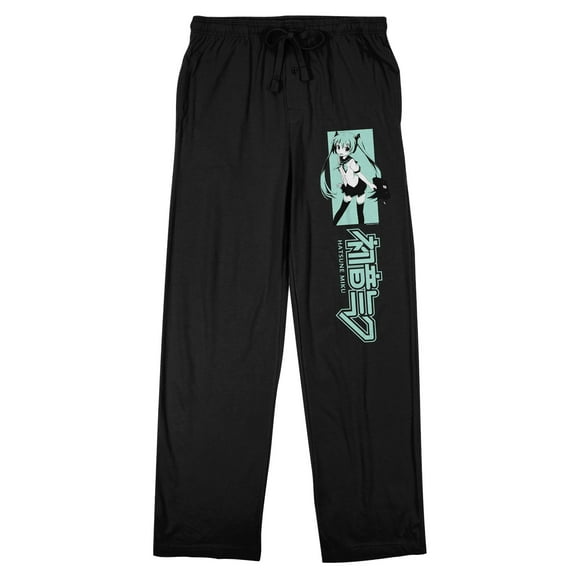 Hatsune Miku Character Men's Black Sleep Pajama Pants-Medium