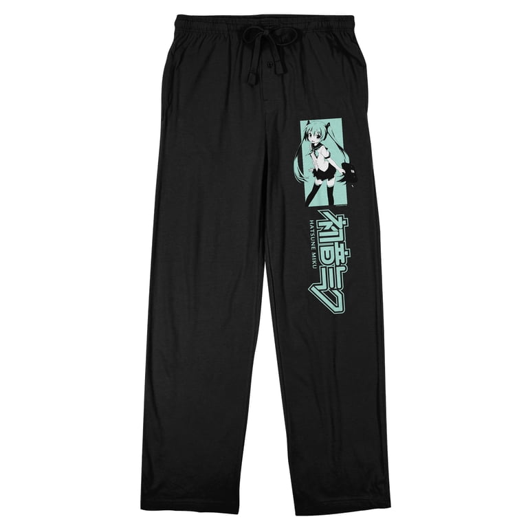 Hatsune Miku Character Men's Black Sleep Pajama Pants-XXL