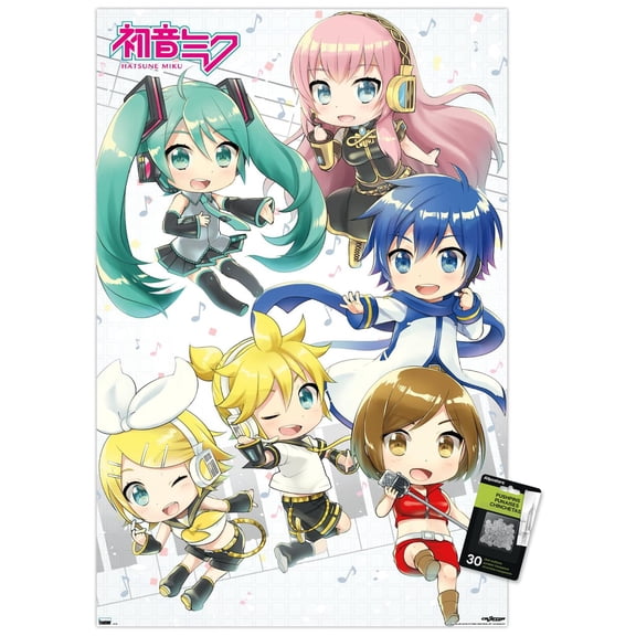 Hatsune Miku - Chibi Wall Poster with Push Pins, 22.375" x 34"