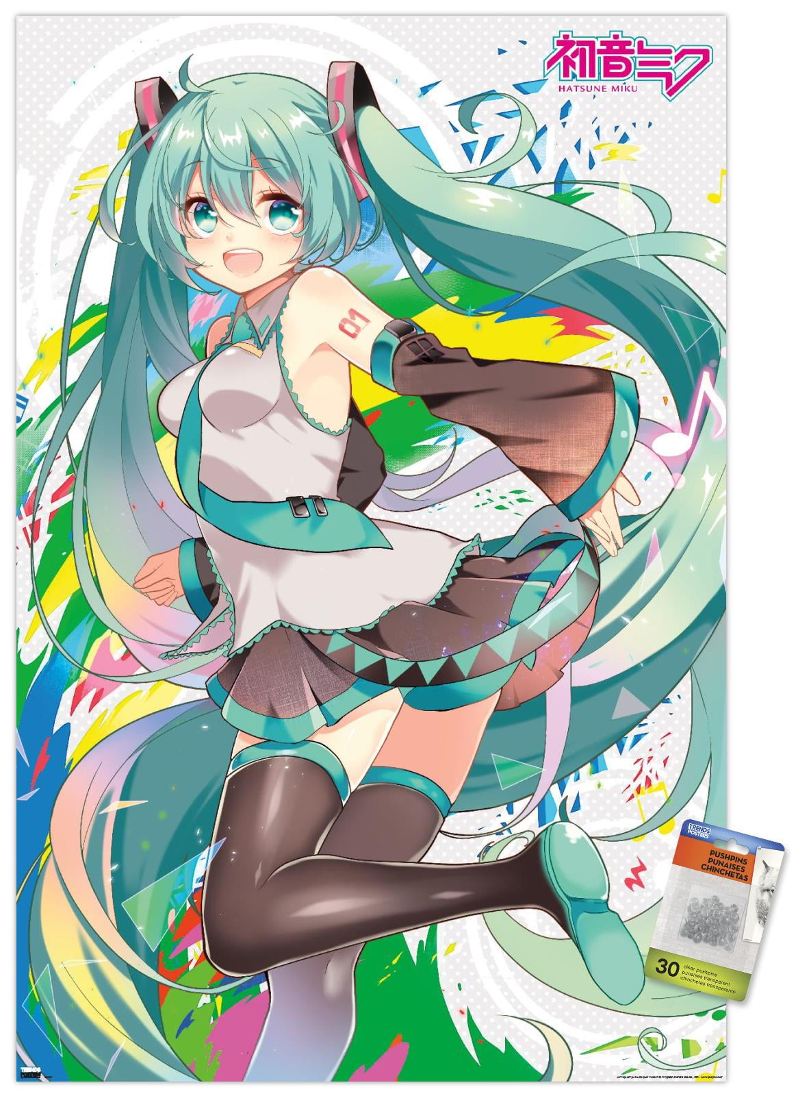 Hatsune Miku - Color Splash Wall Poster with Wooden Magnetic Frame