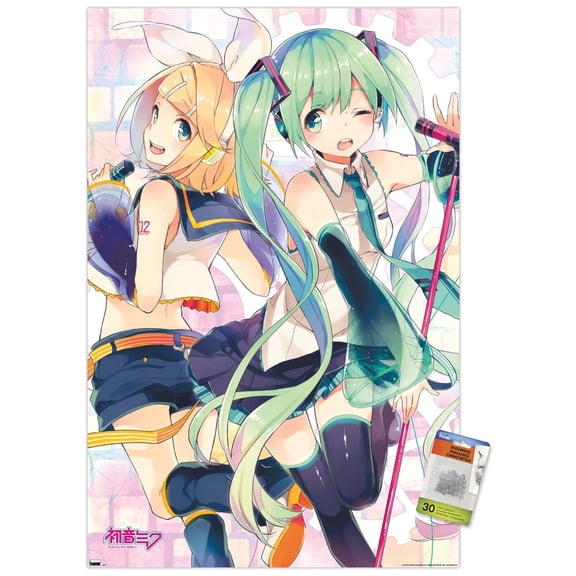 Hatsune Miku - Duo Wall Poster with Push Pins, 22.375" x 34"