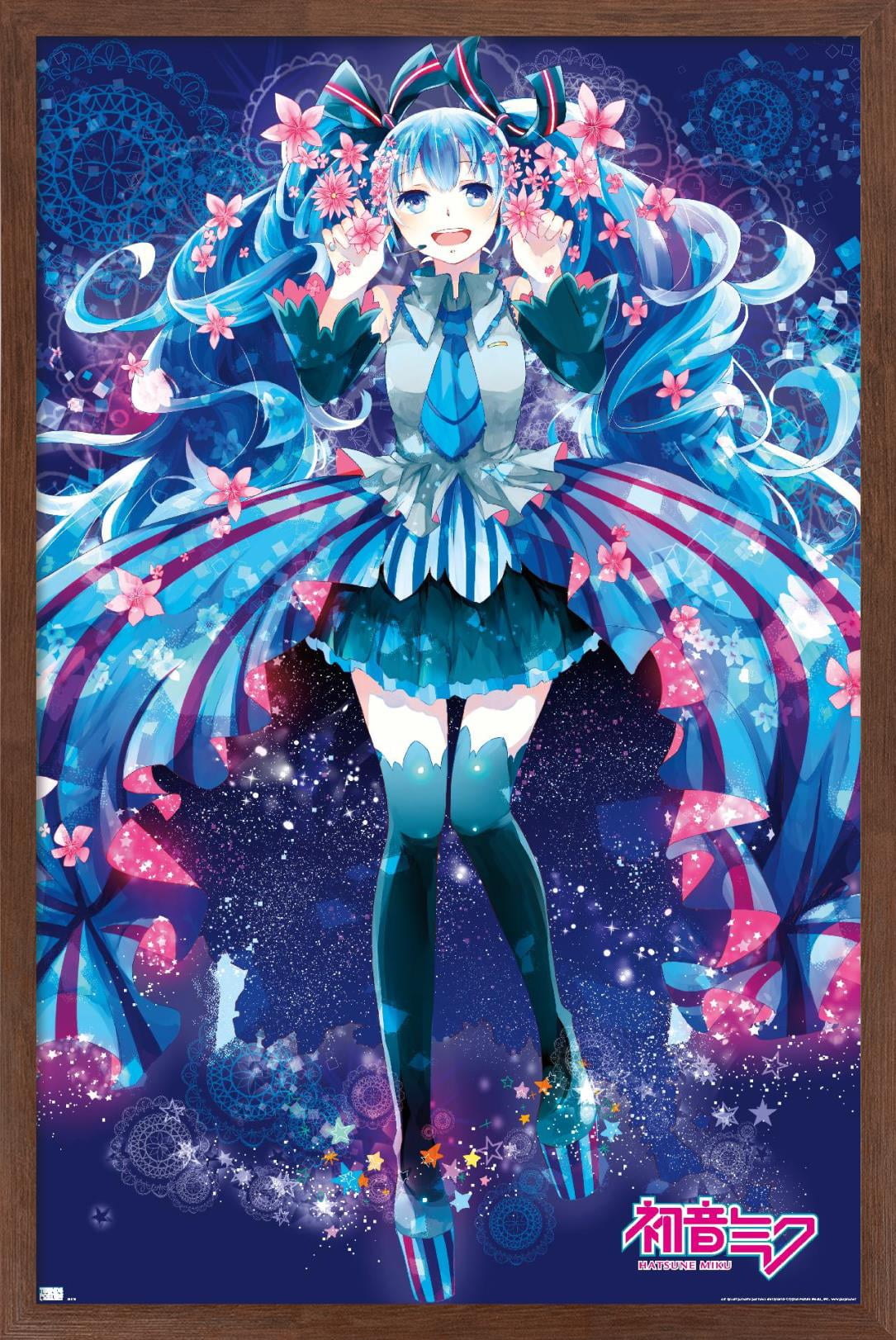 Hatsune Miku - Flowers Wall Poster, 14.725" x 22.375", Framed