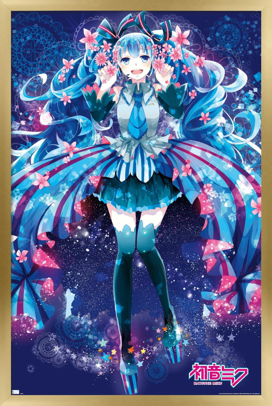 Hatsune Miku - Flowers Wall Poster, 22.375" x 34", Framed
