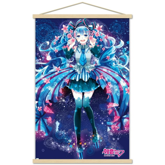 Hatsune Miku - Flowers Wall Poster with Wooden Magnetic Frame, 22.375" x 34"