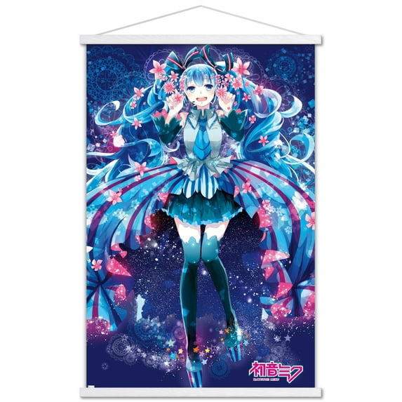 Hatsune Miku - Flowers Wall Poster with Wooden Magnetic Frame, 22.375" x 34"