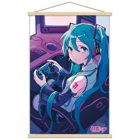 Hatsune Miku - Game Night Wall Poster with Magnetic Frame, 22.375" x 34"