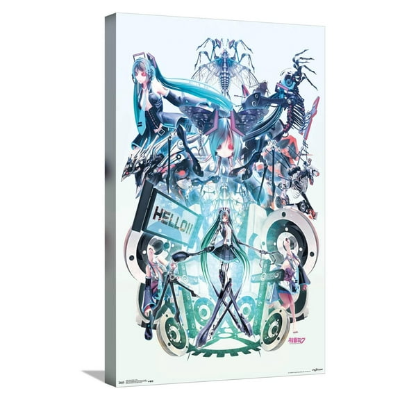 Hatsune Miku - Hello Canvas Wall Poster, 14.725" x 22.375"
