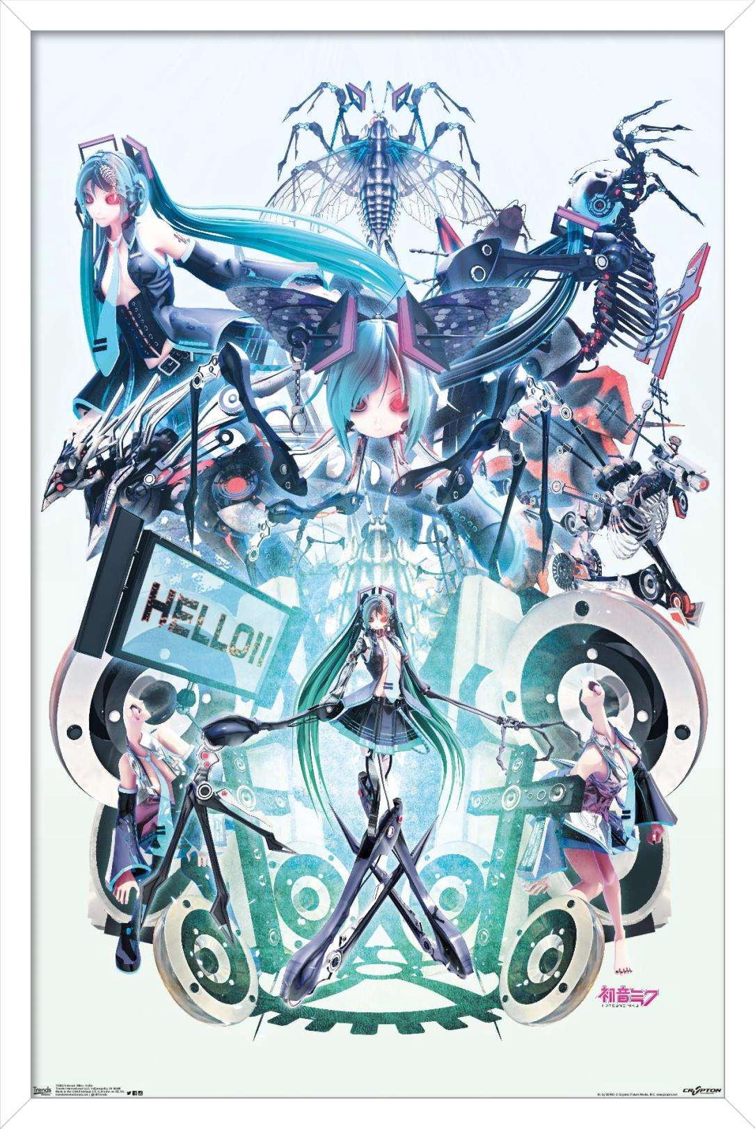 Hatsune Miku - Hello Wall Poster, 14.725" x 22.375", Framed