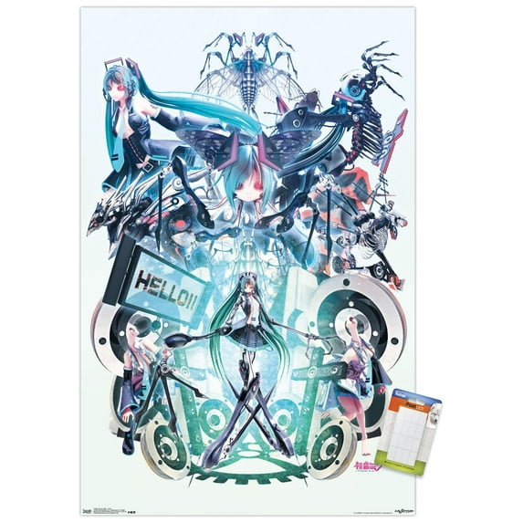 Hatsune Miku - Hello Wall Poster, 14.725" x 22.375"