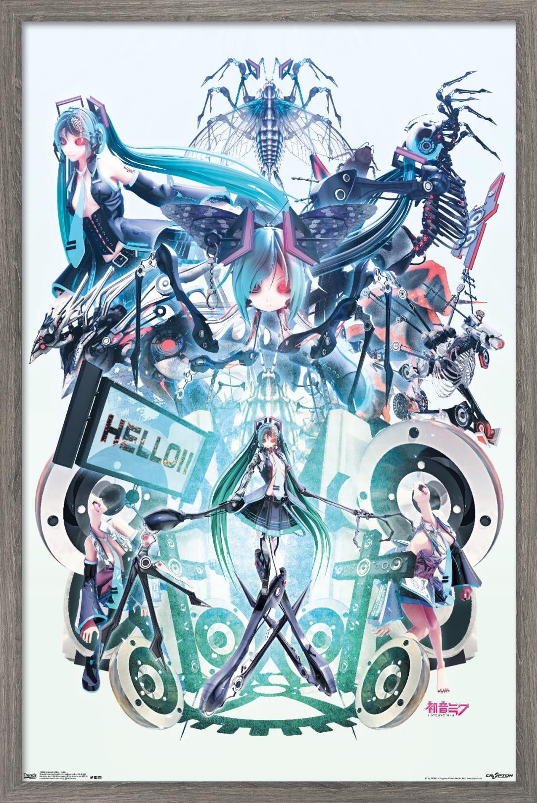 Hatsune Miku - Hello Wall Poster, 22.375" x 34", Framed