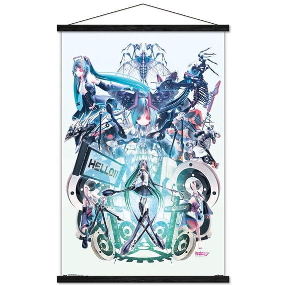 Hatsune Miku - Hello Wall Poster with Magnetic Frame, 22.375" x 34"