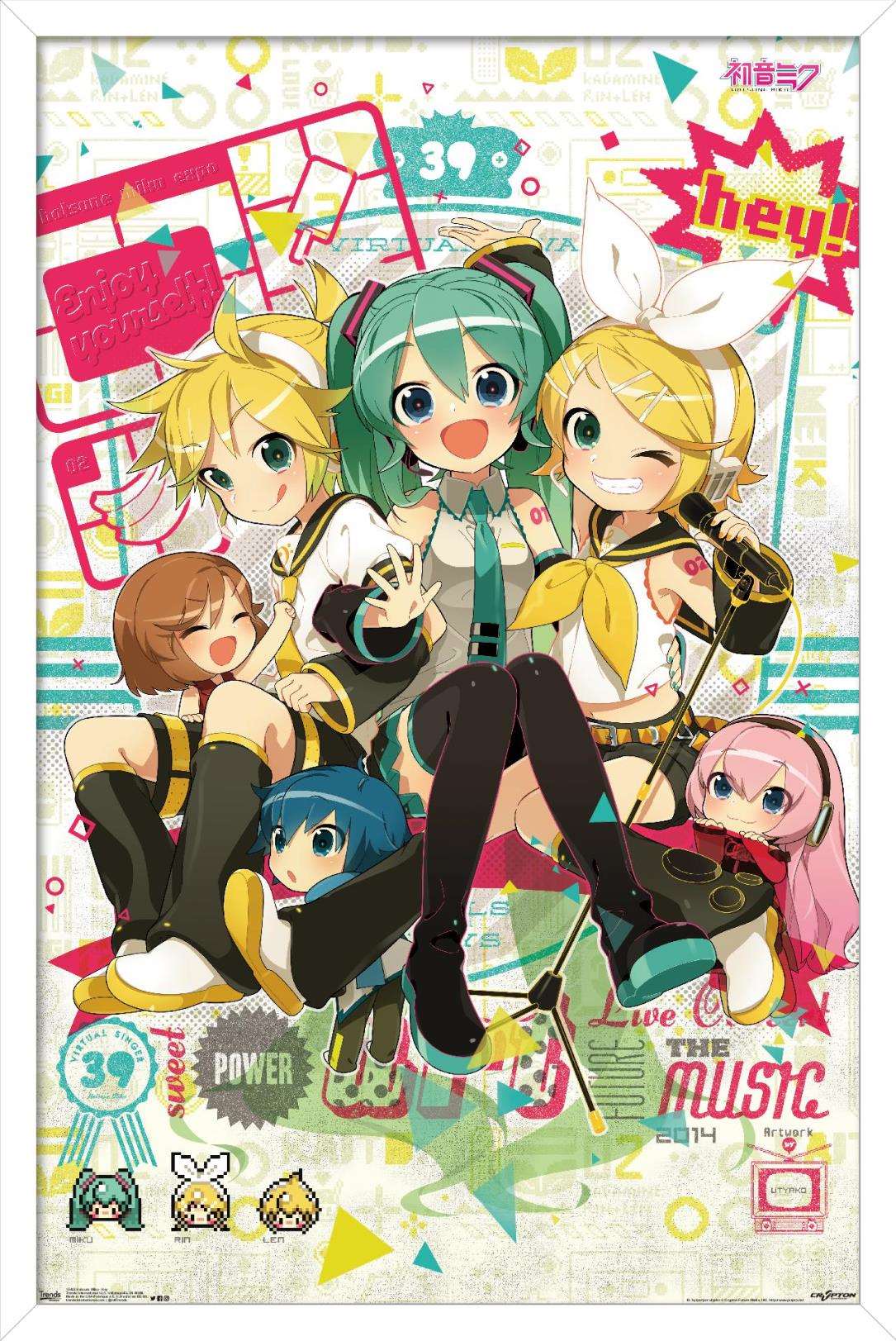 Hatsune Miku - Hey Wall Poster, 14.725" x 22.375", Framed