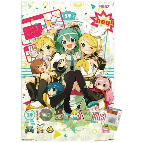 Hatsune Miku - Hey Wall Poster with Push Pins, 22.375" x 34"