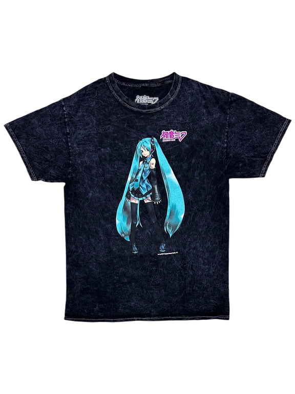 Men's T-Shirt Japanese Anime Graphic Short Sleeve Crewneck Tee (Small, Black Mineral Wash 1)