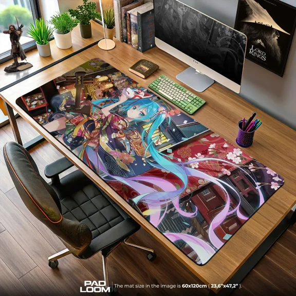 Hatsune Miku Mouse Pad, Kyoto Bloom Anime Gaming Desk Mat, Vocaloid Character Artwork, Large Computer Desk Pad
