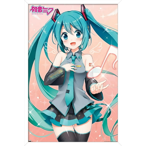 Hatsune Miku - Music Note Wall Poster, 22.375" x 34", Framed
