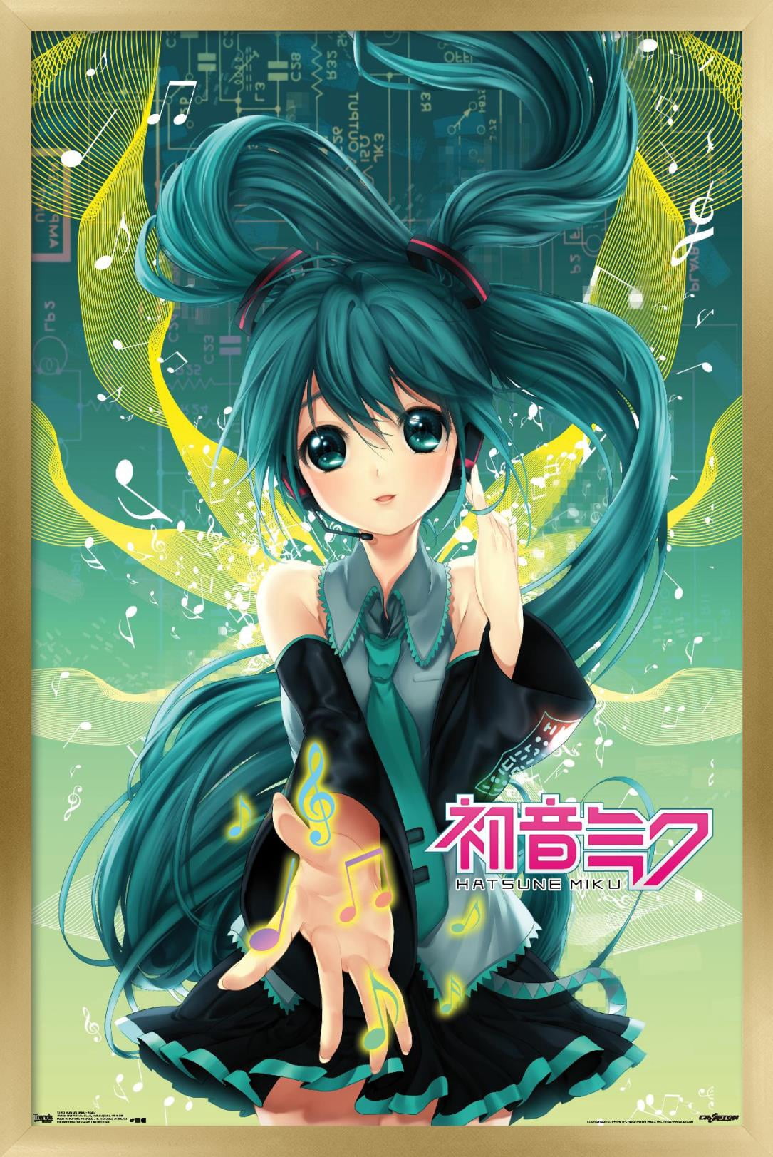 Hatsune Miku - Notes Wall Poster, 14.725" x 22.375", Framed