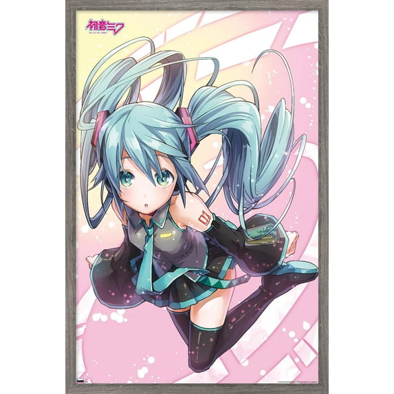 Hatsune Miku - Pink Circles Wall Poster, 22.375" x 34" Framed