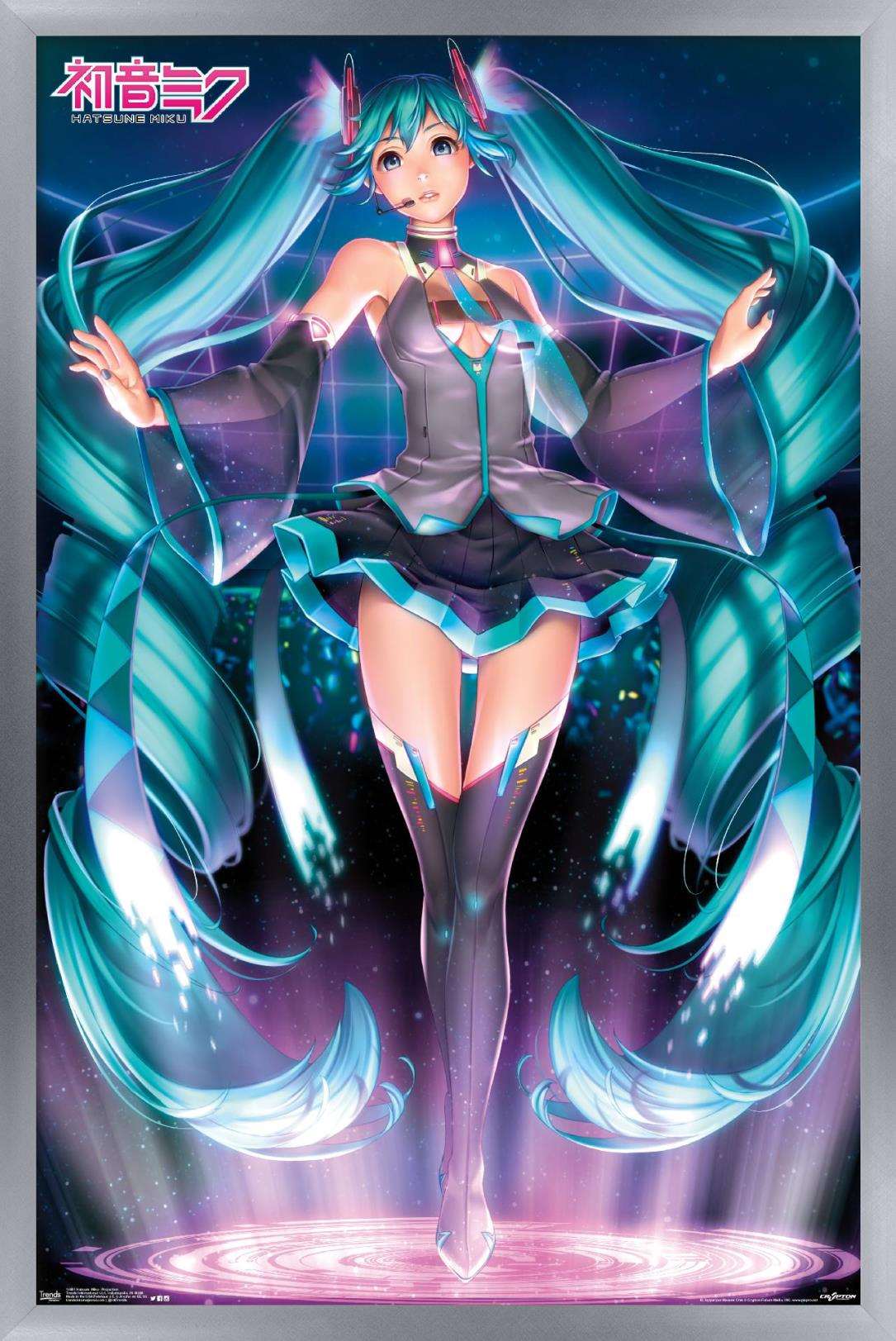 Hatsune Miku - Projection Wall Poster, 14.725" x 22.375", Framed