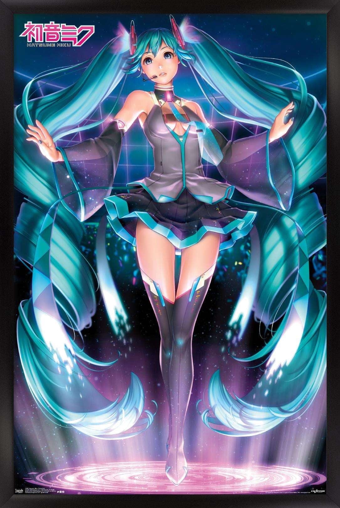 Hatsune Miku - Projection Wall Poster, 14.725" x 22.375", Framed