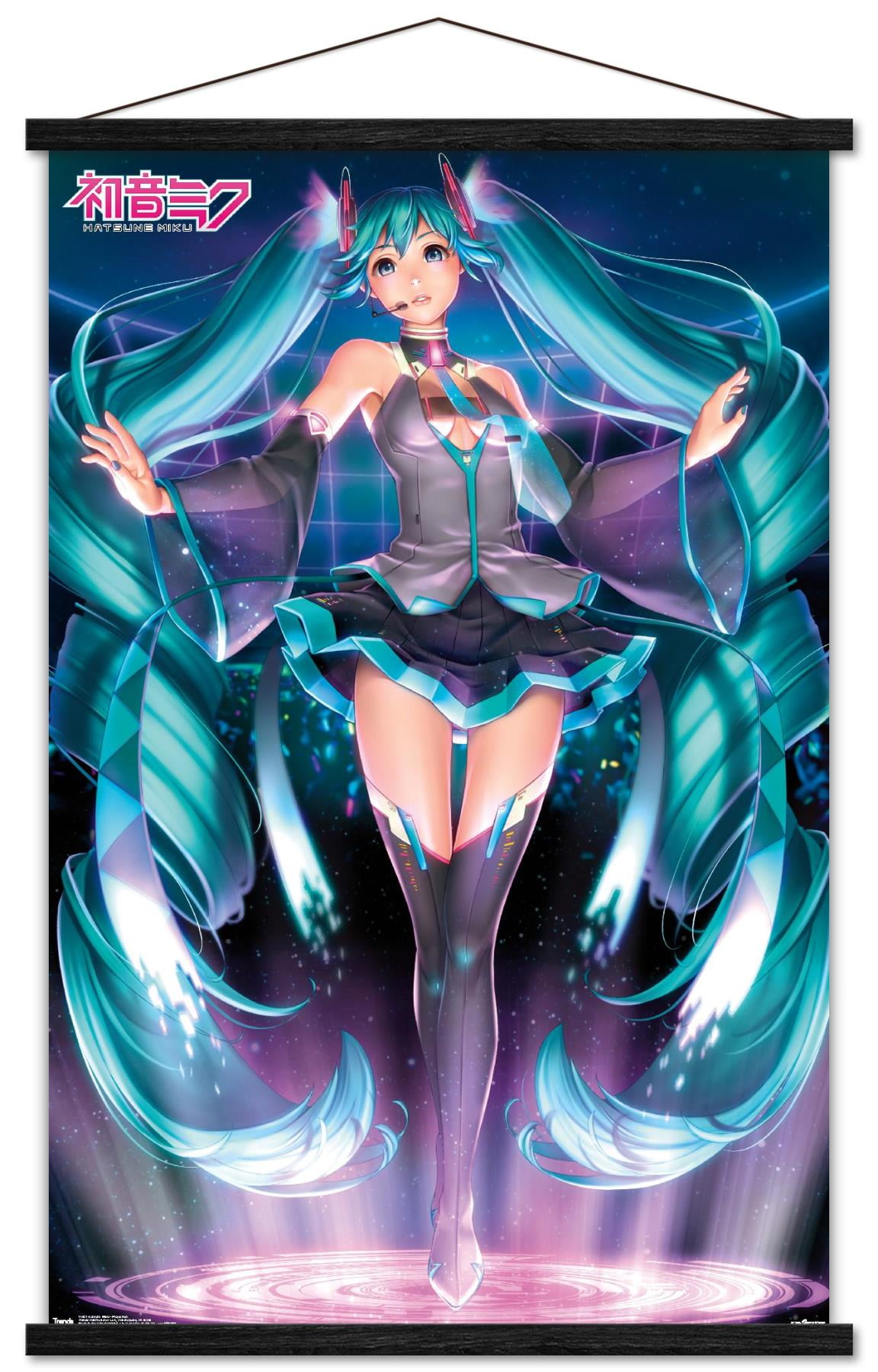 Hatsune Miku - Projection Wall Poster with Wooden Magnetic Frame, 22.375" x 34"