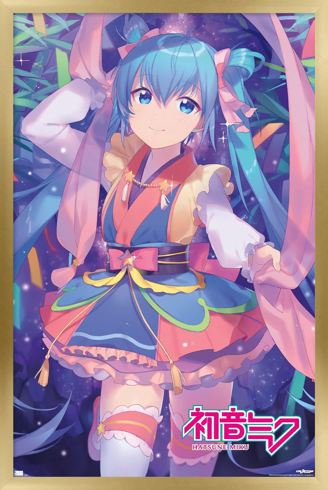 Hatsune Miku - Ribbons Wall Poster, 14.725" x 22.375" Framed