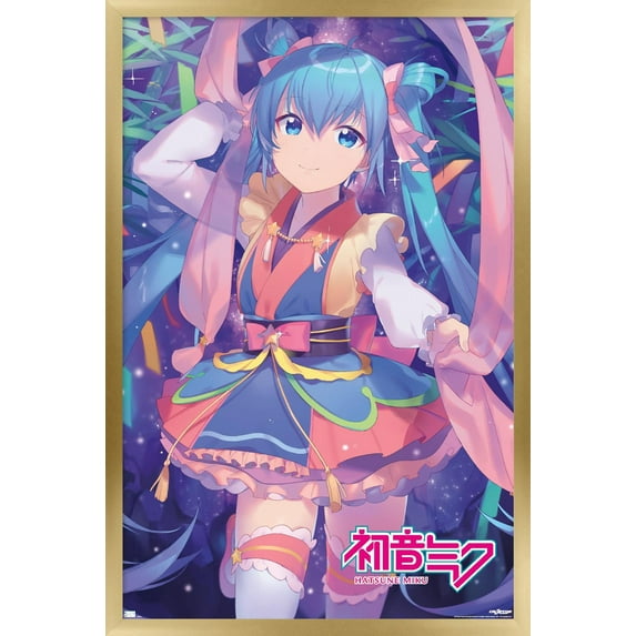 Hatsune Miku - Ribbons Wall Poster, 14.725" x 22.375" Framed