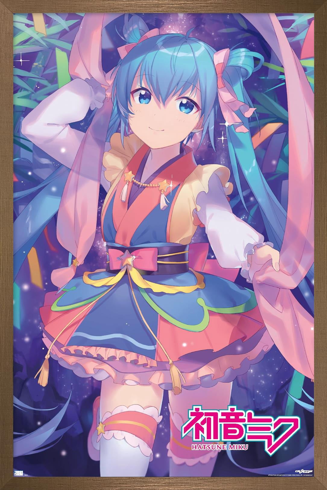 Hatsune Miku - Ribbons Wall Poster, 22.375" x 34" Framed