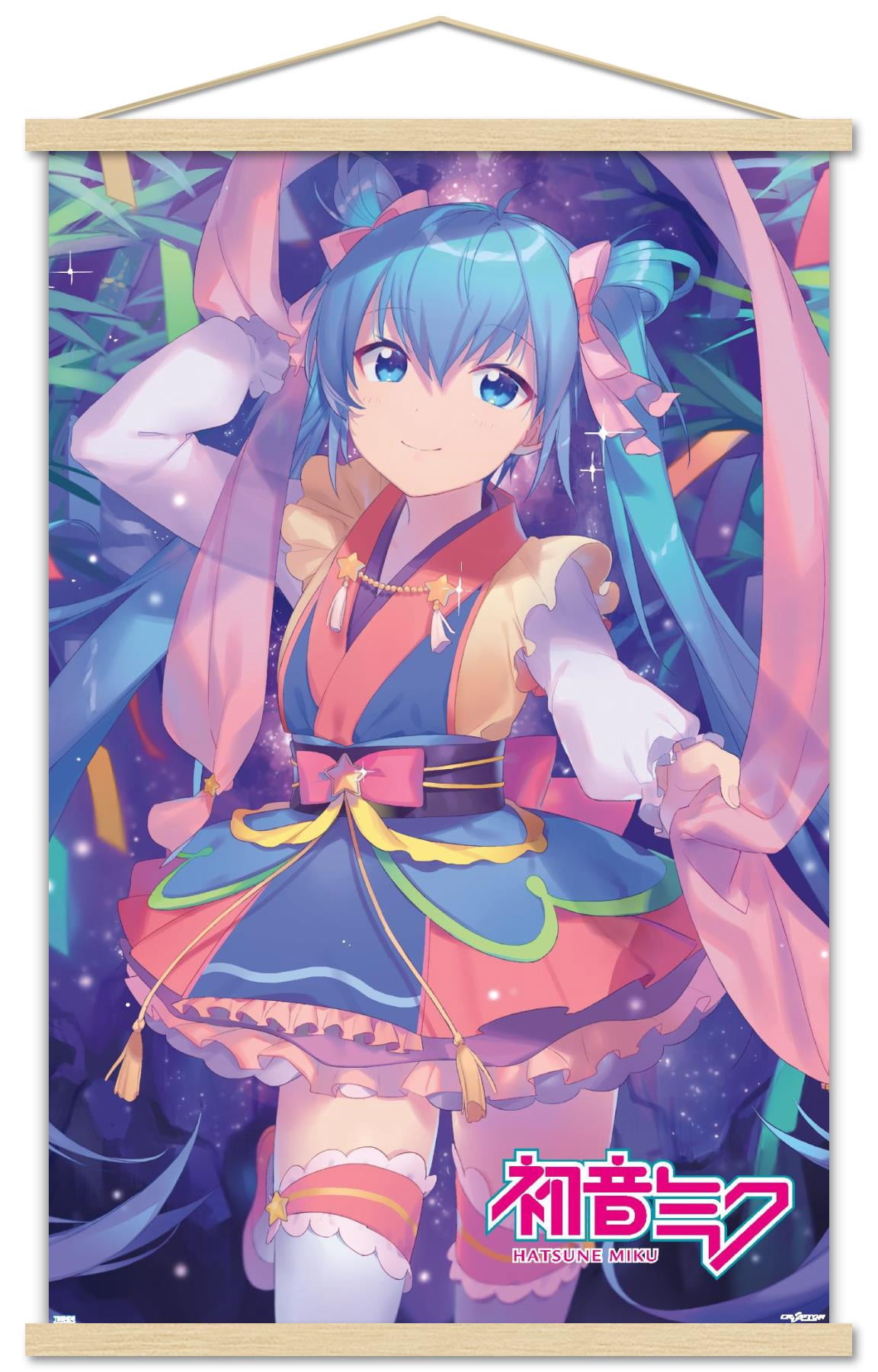 Hatsune Miku - Ribbons Wall Poster with Magnetic Frame, 22.375" x 34"