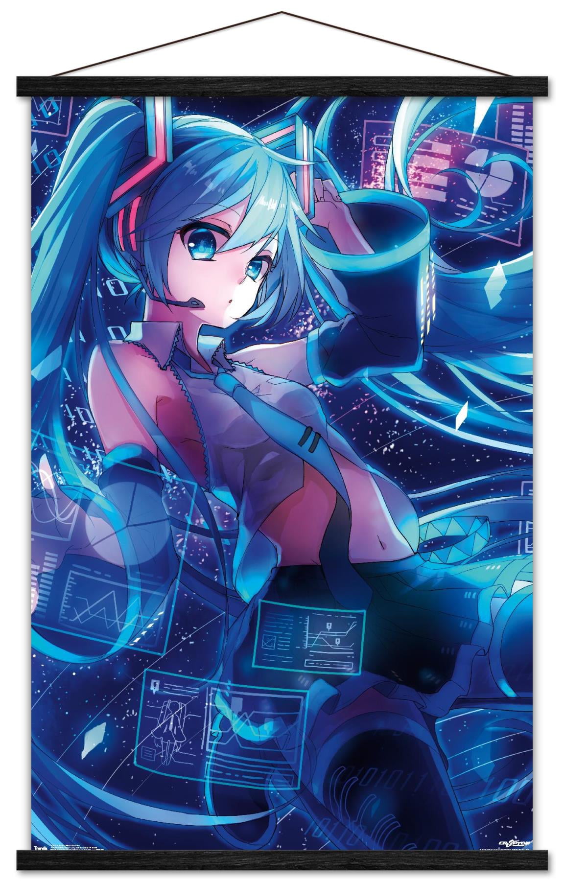 Hatsune Miku - Screens Wall Poster with Wooden Magnetic Frame