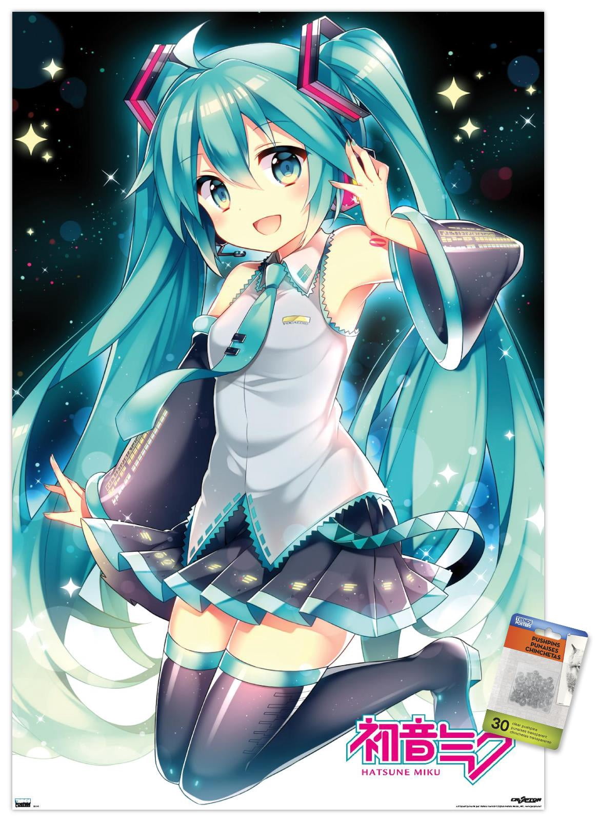 Hatsune Miku - Smile Wall Poster with Pushpins, 22.375" x 34"