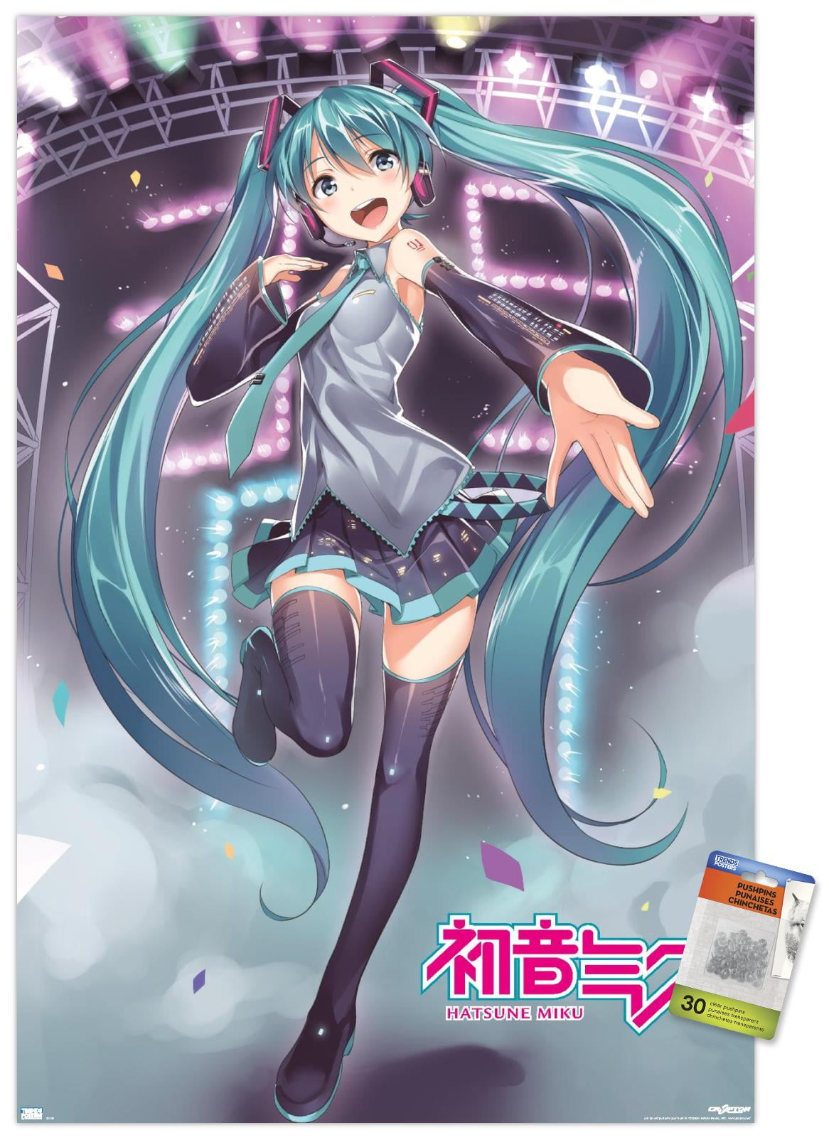 Hatsune Miku - Stage Lights Wall Poster with Pushpins, 22.375" x 34"