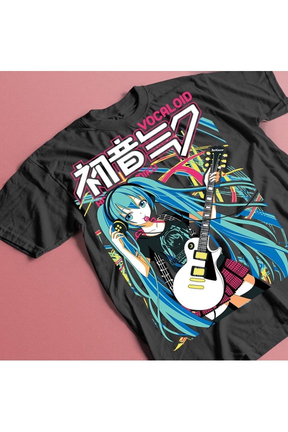 Hatsune Miku T-Shirt, Anime Manga, Kawaii Project Diva Vocaloid Shirt,Black color,size M