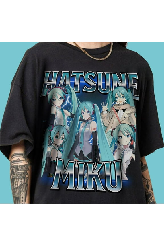 Hatsune Miku T-shirt, Vocaloid Anime Shirt,Black color,size 2XL