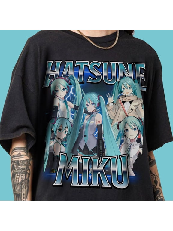 Hatsune Miku T-shirt, Vocaloid Anime Shirt,Black color,size XL