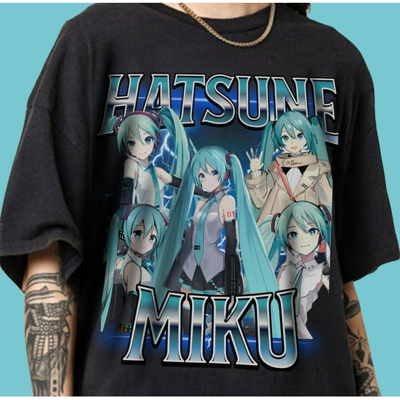 Hatsune Miku T-shirt, Vocaloid Anime Shirt,Dark Heather color,size S