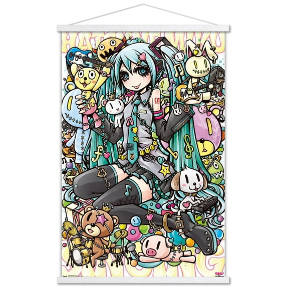 Hatsune Miku - Toys Wall Poster with Wooden Magnetic Frame, 22.375" x 34"