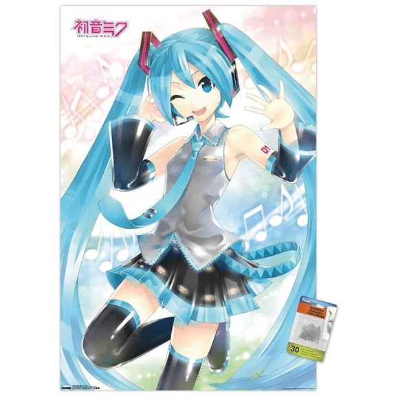 Hatsune Miku - Waving Wall Poster with Push Pins, 22.375" x 34"