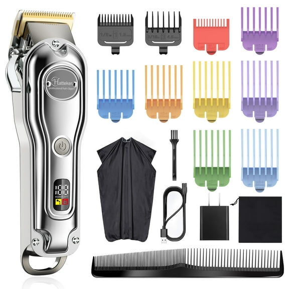 Hatteker Mens Hair Clipper Hair Trimmer Cord Cordless Professional Hair Cutting Kit Rechargeable IPX7 Waterproof LED Display