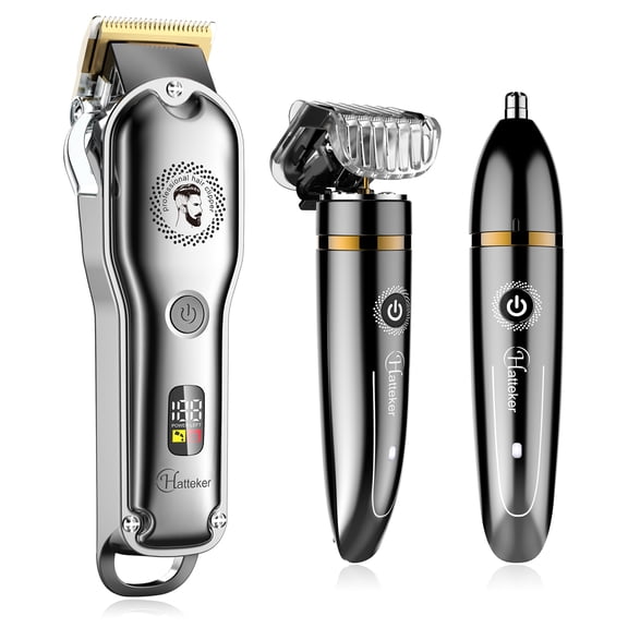 Hatteker Professional Cordless Hair Clipper & Trimmer Kit T-Blade Beard & Nose Trimmer Grooming Kit IPX7 Waterproof