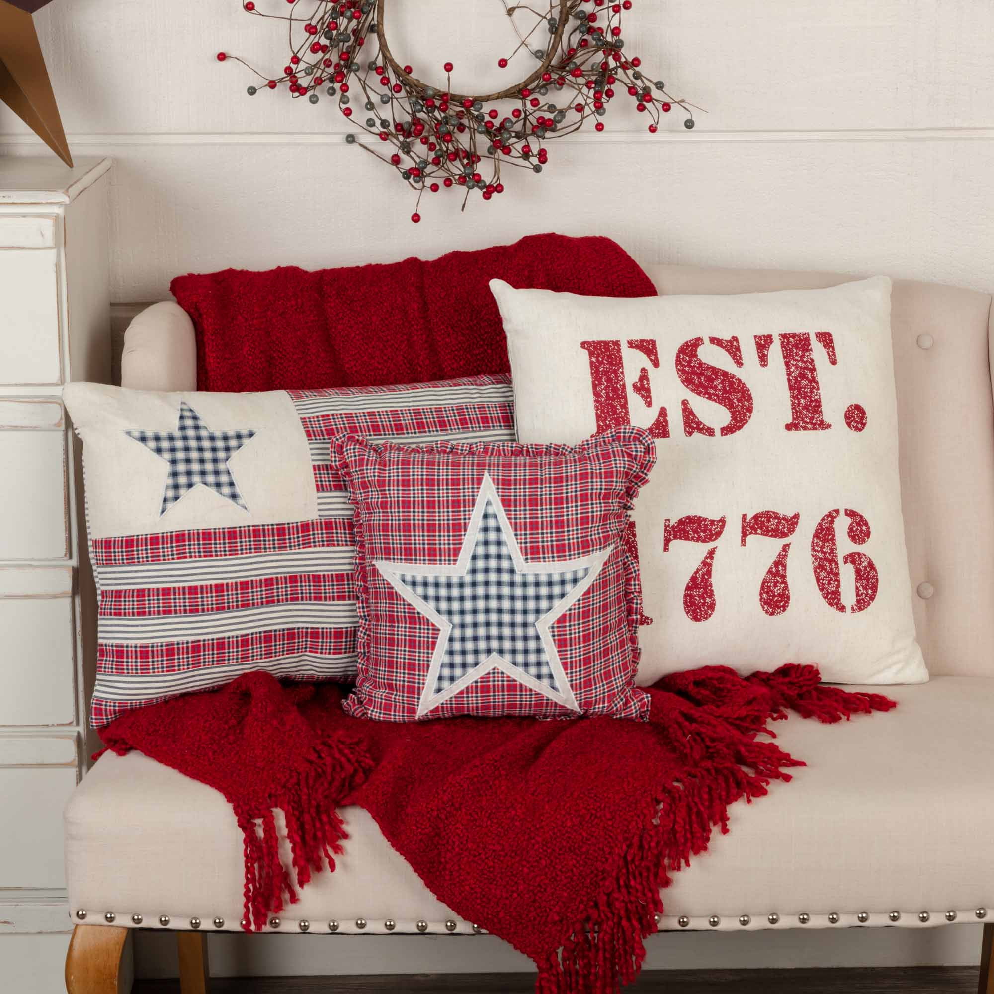 Hatteras 18" Square Patriotic Cotton Blend Throw Pillow