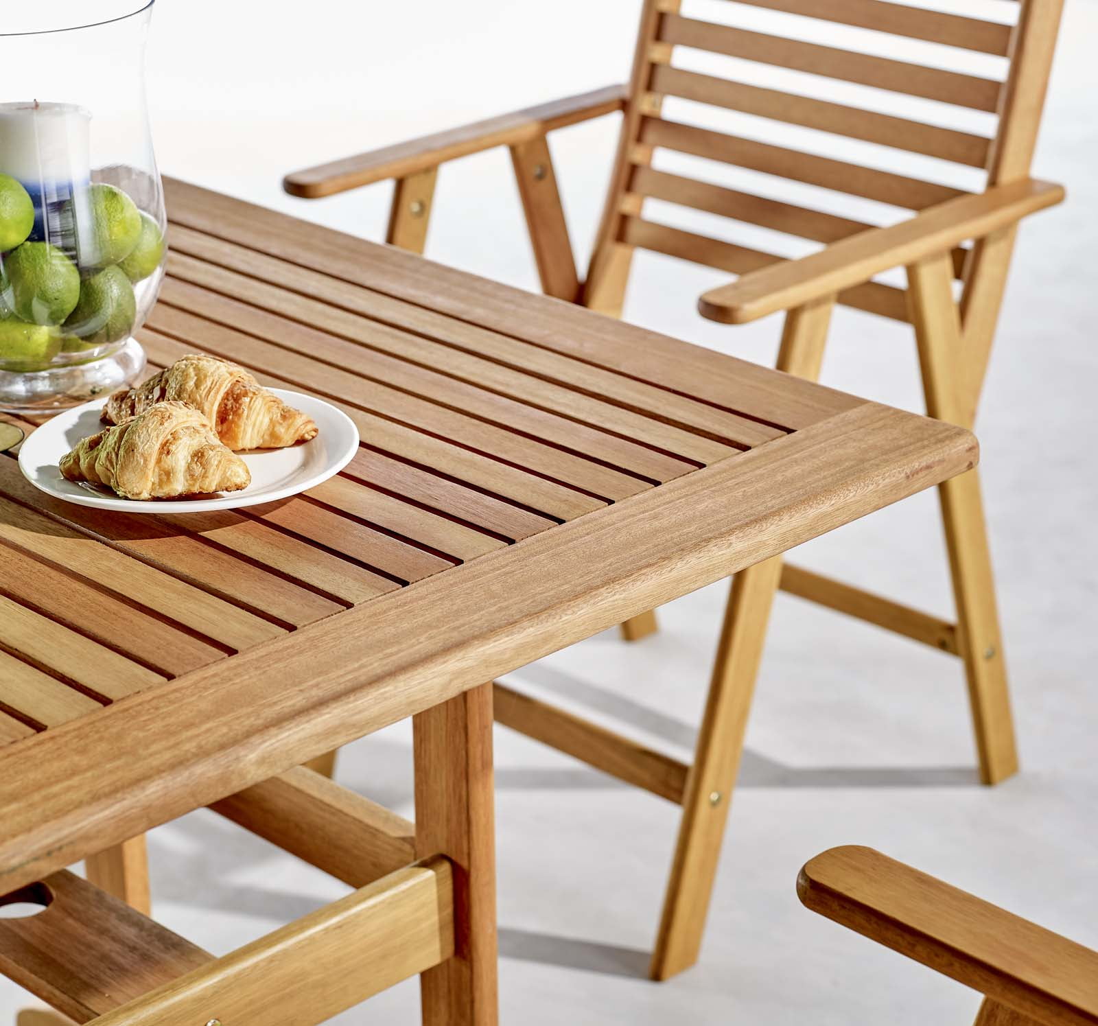 Hatteras Outdoor Patio Eucalyptus Wood Dining Set with 36" Square Table