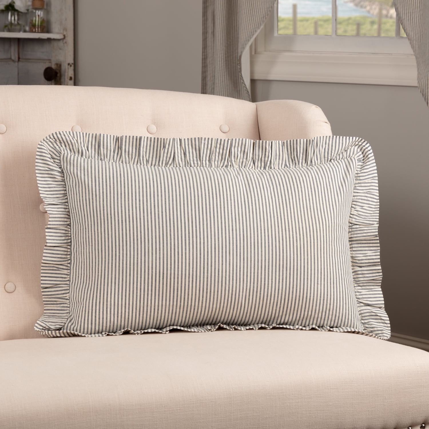 VHC Brands Hatteras Bedding Accessory, Pillow 14x22, Blue