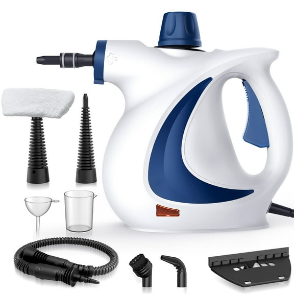 Hattyroom Portable Steam Cleaner JQ399 - 350mL High Temp Steamer for Grease, Grime & Stains on Tile, Grout, Upholstery & Glass (Blue)