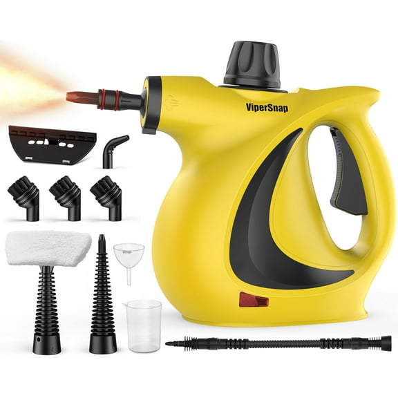 Hattyroom Pro Handheld Steam Cleaner JQ399 - 1500W - 30-Second Heat Up, 350mL Tank, High-Pressure Steam for Kitchen Grease, Bathroom Tiles & Upholstery (Yellow)
