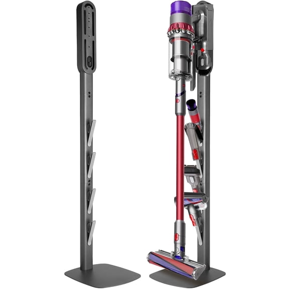 Haturi Vacuum Stand for Dyson Gen5, V15, V12 Detect, V11, V10, V8, V7 & V6 Cordless Vacuums, Metal Freestanding Vacuum Holder with Hidden Cord Design, Dark Gray
